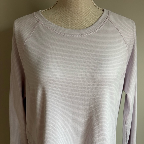 Long Sleeve Striped Tee Crew Neckline Light Purple - Picture 2 of 8